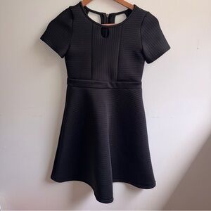 Us Angels Black Ribbed Short Sleeve Fit-and-Flare Dress